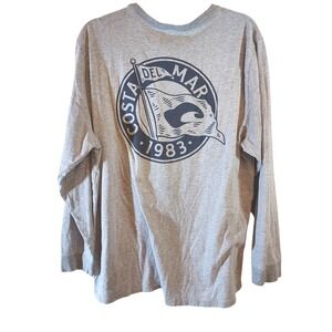 Costa Del Mar T-Shirt Men's XL Heather Gray Graphic Print Crew Neck Long Sleeve